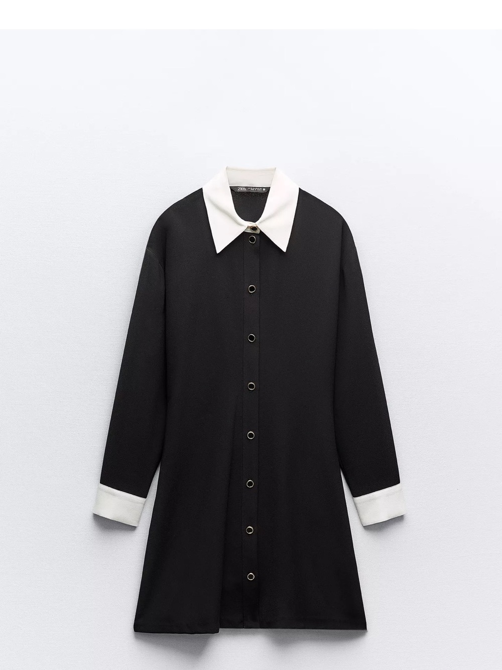 Zara Black Dress with White Contrast Collar and Cuffs